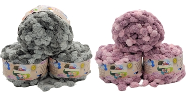 600g Himalaya Pompon Garn Yo-Yo mehrfarbig, 600 Gramm Pompom – Wolle, Strickgarn mit Bommel